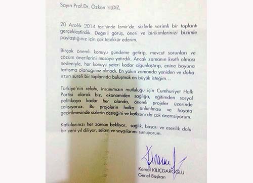 Kılıçdaroğlu'ndan akademisyenlere teşekkür mektubu 